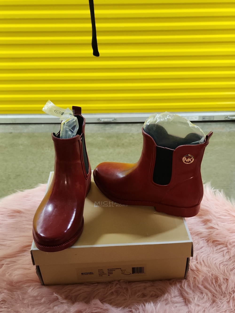 Michael Kors Burgundy Chelsea Rain Ankle Boots